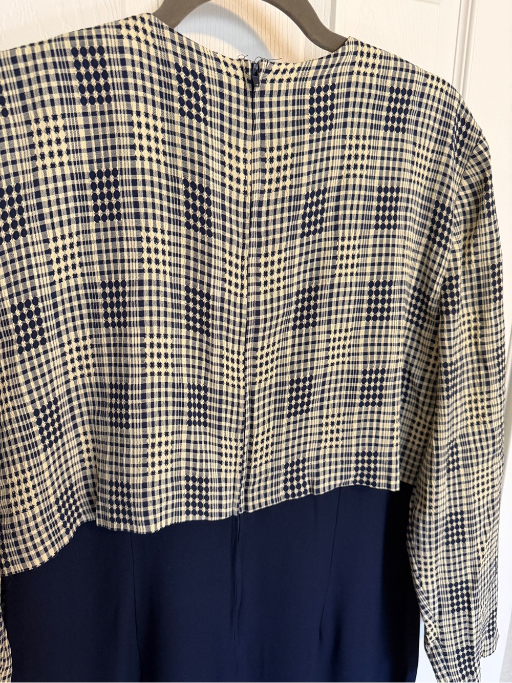 Ultra Dress Size 14 Navy Plaid Overlay Dress Modest Career Church Vintage Style - Picture 8 of 8